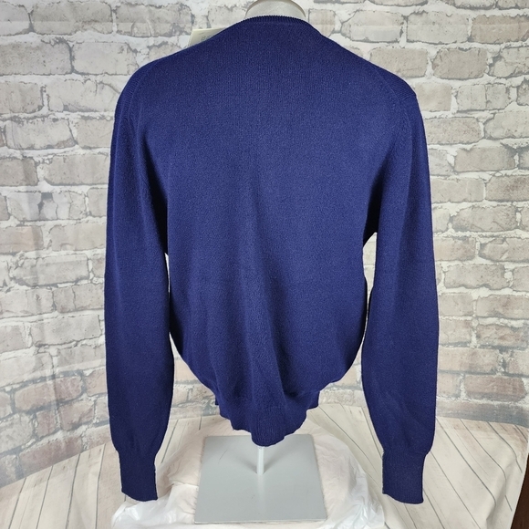 Vintage Scott & Charters of Hawick Lambswool  Vneck Pullover Sweater Navy - Picture 7 of 13